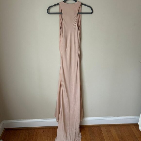 Haute Hippie Light Blush Pink Scoop Neck Asymmetrical Slit Silk Dress Size XS - Picture 4 of 7